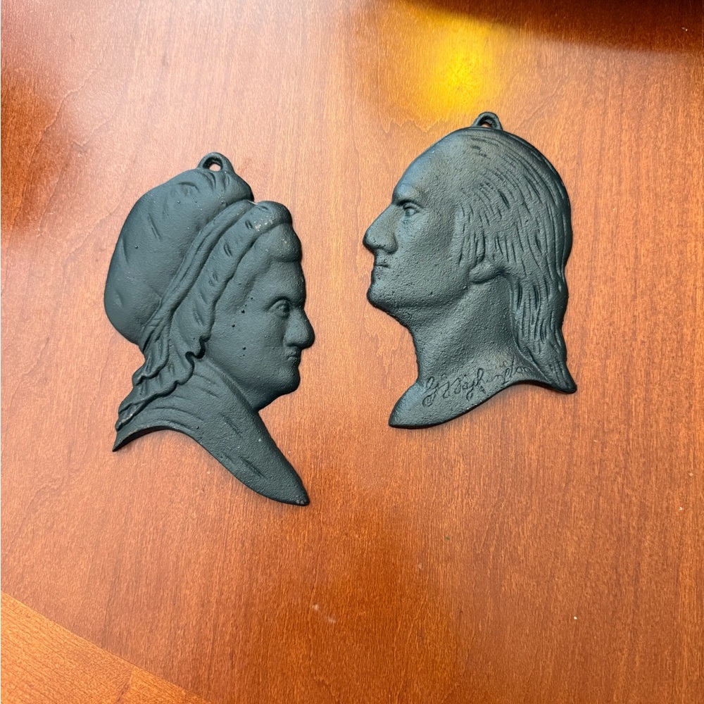 Vintage Cast iron silhouettes of George and Martha Washington